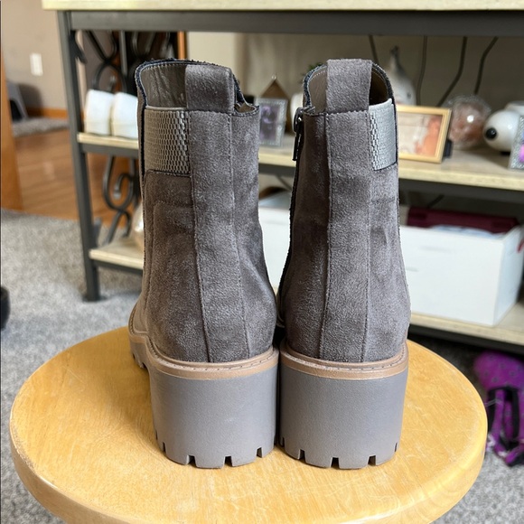Women's Gray FAUX Suede Ankle Boots - Picture 3 of 4